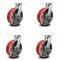 Service Caster 12 Inch Heavy Duty Red Poly on Cast Iron Swivel Caster Set with Brakes, 4PK SCC-KP92S1230-PUR-RS-SLB-4 - alternate 1